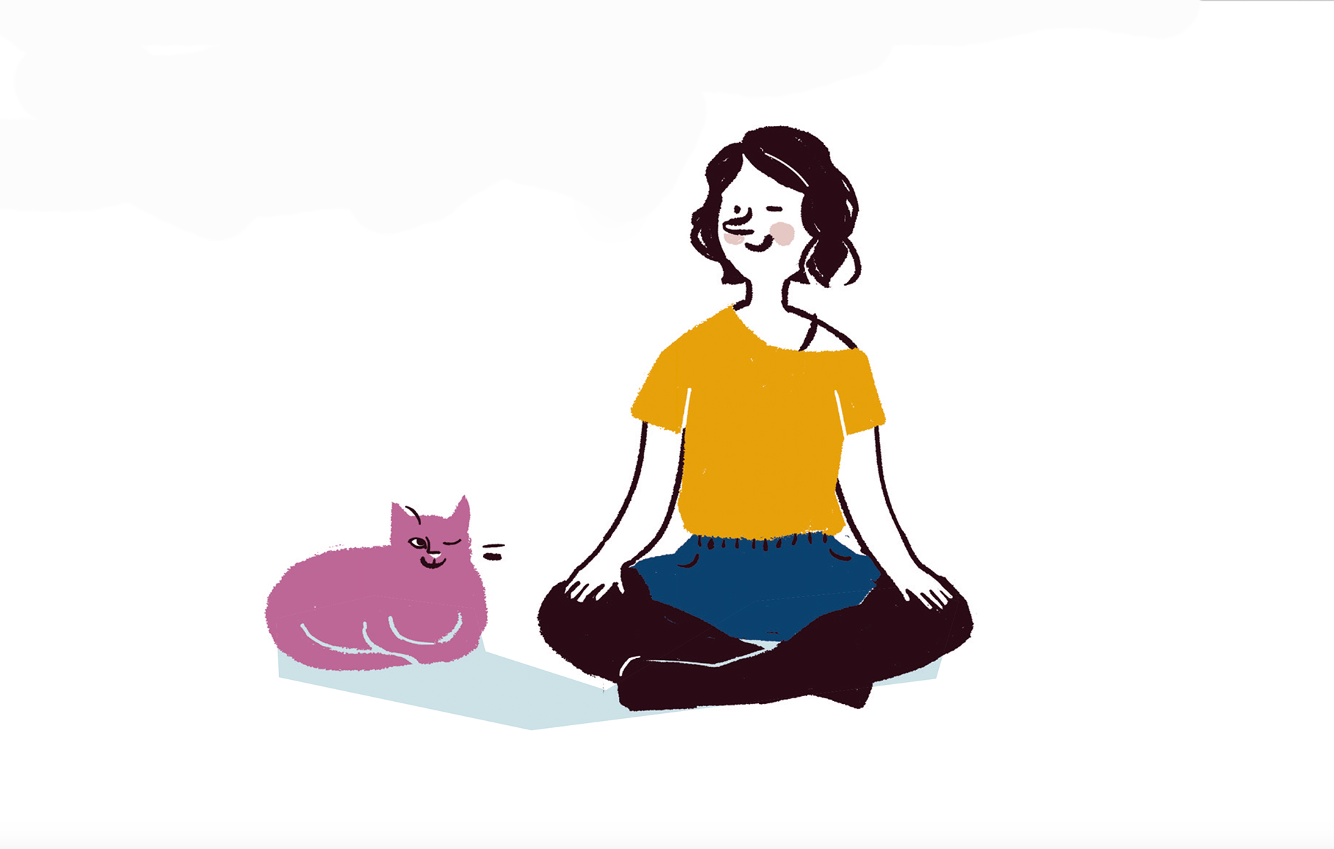 Yogi mit Katze: Illustration